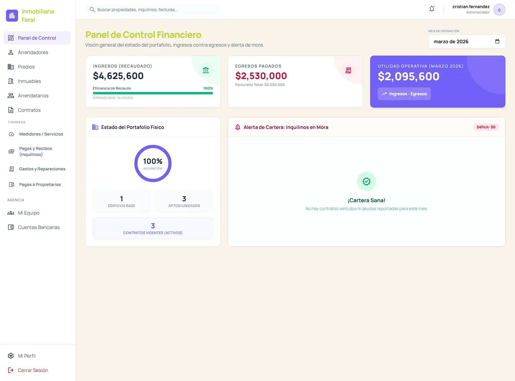 PropManager Dashboard Interface
